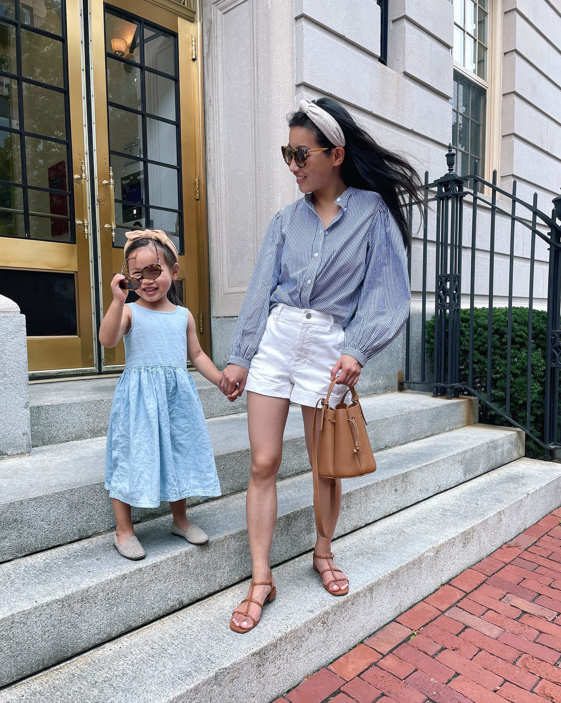 mommy and me blue white outfits summer boston