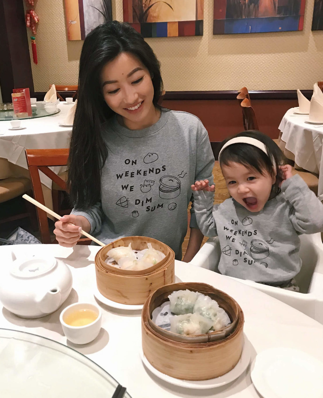mommy and me asian food dim sum sweatshirts